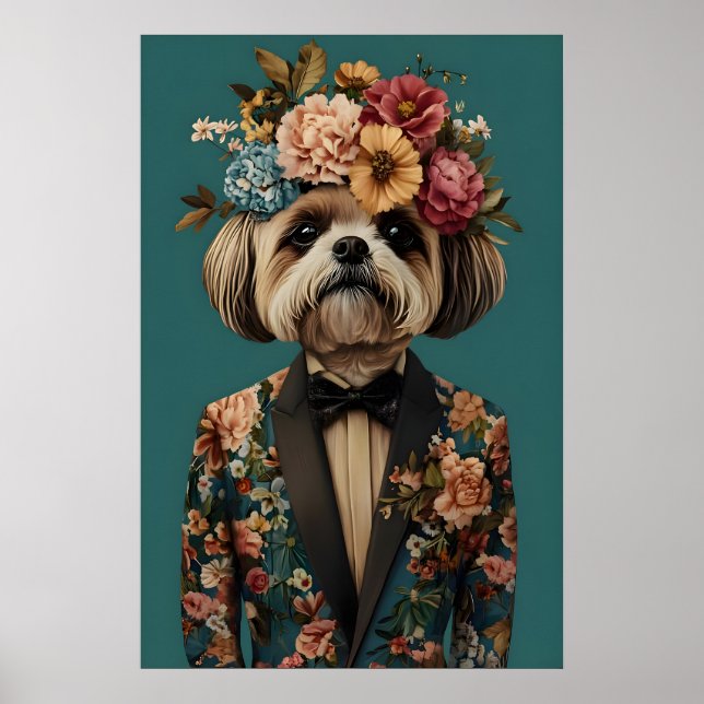 Poster Shih Tzu In Suit Poster, Shih Tzu Portrait, Shih (Frente)