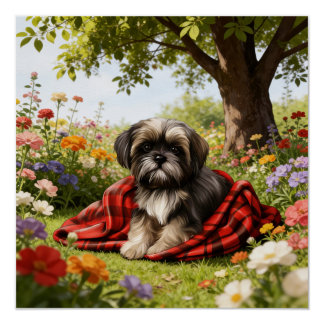 Pôster Shih Tzu in the Garden Poster 