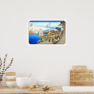 Poster Shinagawa no Tokaido Utagawa Hiroshige anos 1830