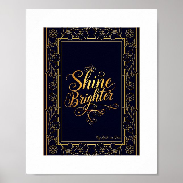Poster Shine Brighter – Elegant Gold Foil Typography  (Frente)