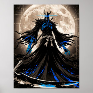 Poster Shinigami Sumi-e Grunge Art