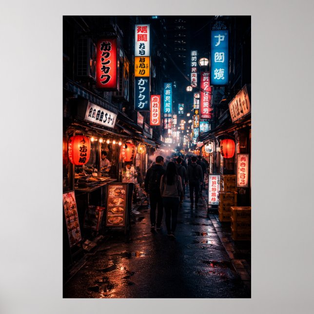 Poster Shinjuku Tóquio - Tema Escuro (Frente)