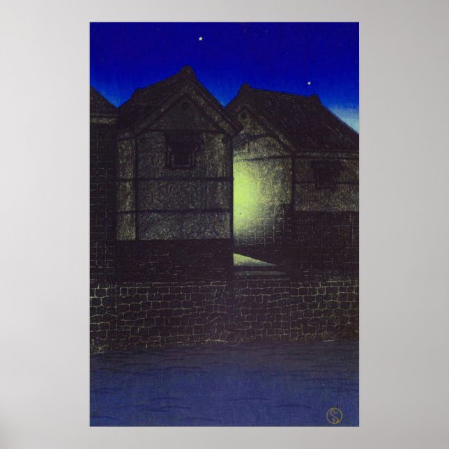 Poster Shinkawa à Noite Kawase Hasui (Frente)