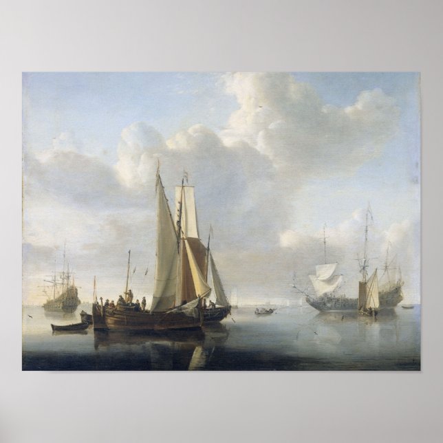 Poster Ships before the Coast, Willem van de Velde (II),  (Frente)