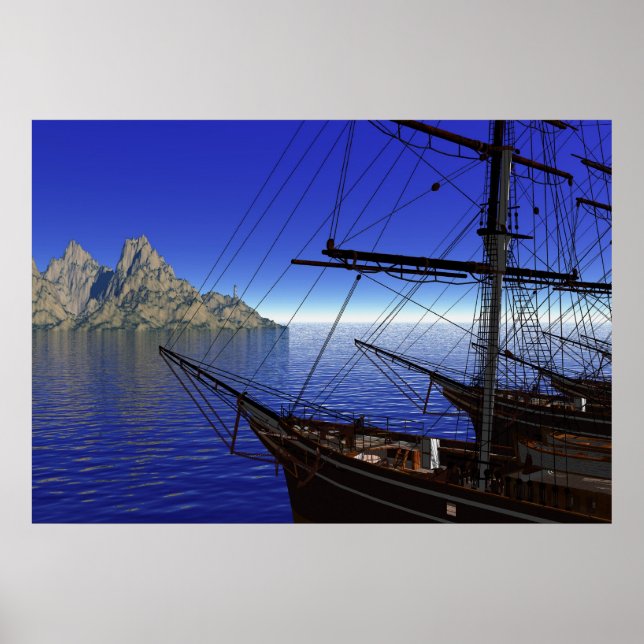 Pôster Ships resting on dock (Frente)