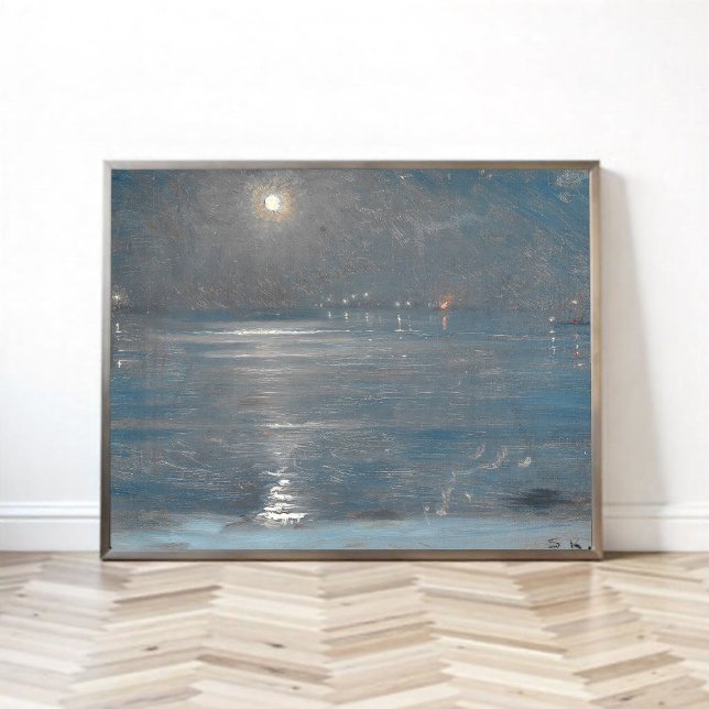 Pôster Ships with lanterns at sea, Peder Severin Krøyer (Criador carregado)