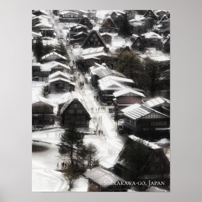 Poster Shirakawago Snow Village Japão - Destino Viagem (Frente)