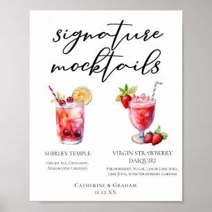 Poster Shirley Temple Strawberry Daiquiri Mocktails Menu