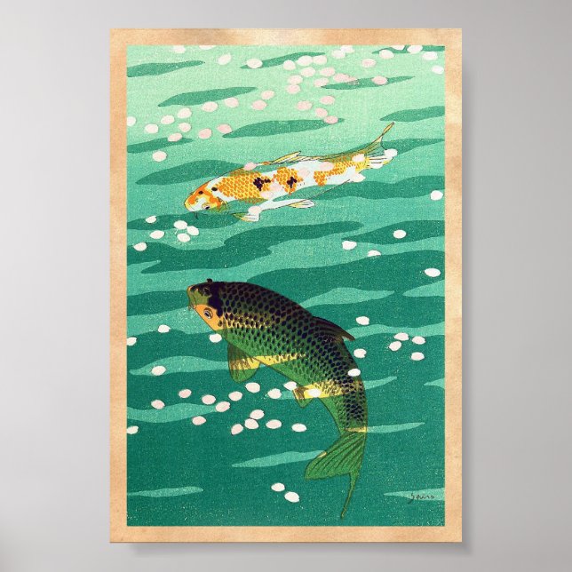 Pôster Shiro Kasamatsu Karp Koi Peixe Arte japonesa (Frente)