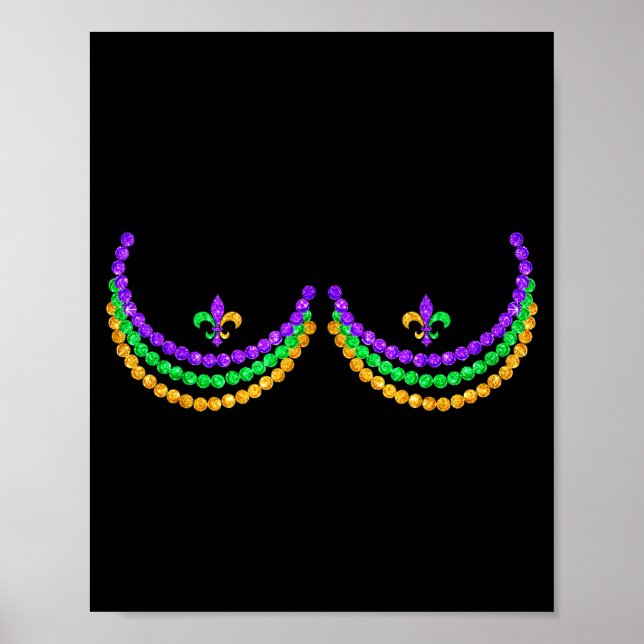Poster Shirt Mardi Gras Funny Beads S Outline Costume Hum (Frente)
