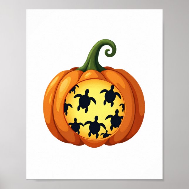 Poster Shirt Pumpkin Turtle Sea Halloween Costu (Frente)