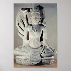 Poster Shiva com dez braços, do Templo Thap Banh.