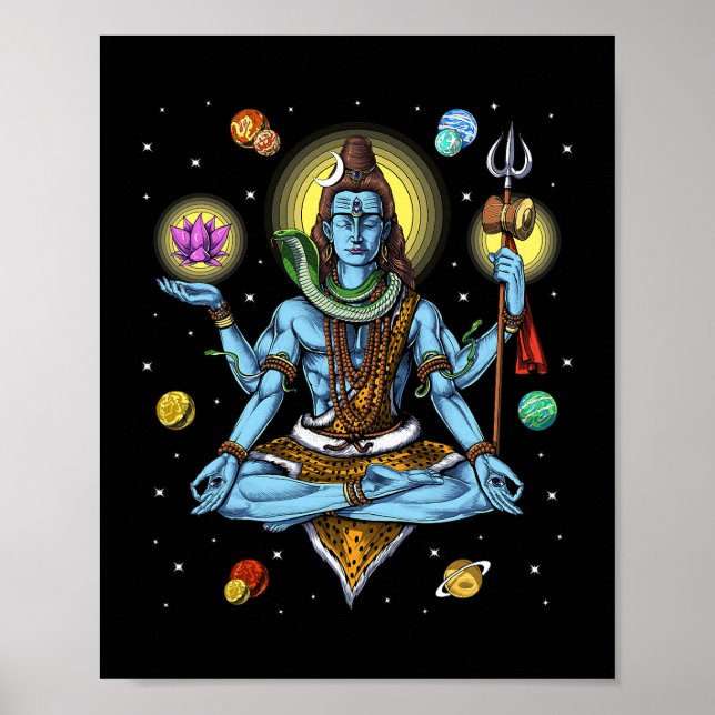 Poster Shiva Hindu Deus Zen Yoga Meditação Hinduism Spiri (Frente)