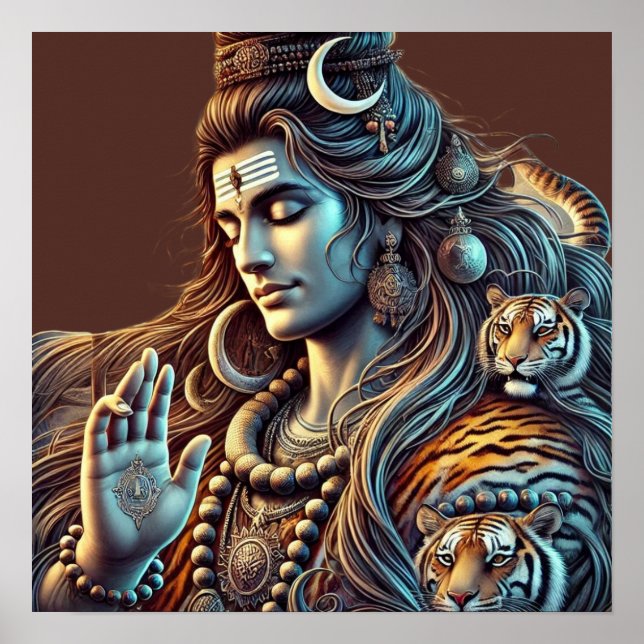 Poster Shiva, o Ascético - Yogi Himalaia em Meditação Pro (Frente)