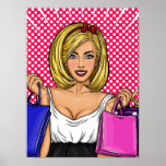 Poster Shopaholic Pop Art Bublegum<br><div class="desc">Cartoon de animação de animação de animação com Pop fotográfico Bublegum Manga</div>