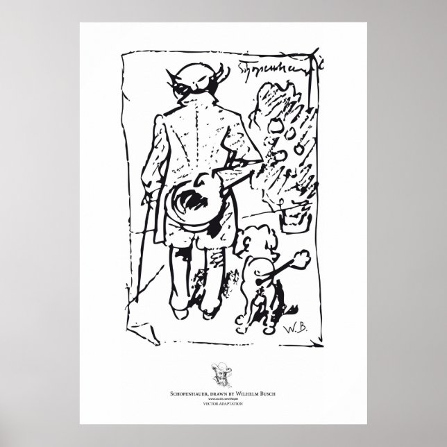 Pôster Shopenhauer with dog, by Wilhelm Busch (Frente)