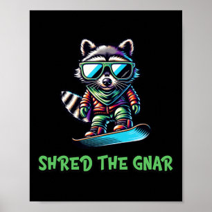 Poster Shopping Gnar Snowboard Raccoon Cute Winter Sp