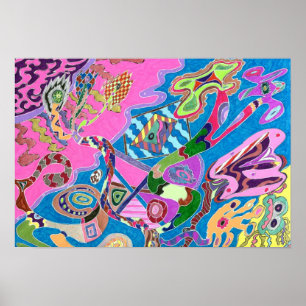 Poster Shore cor-de-rosa, Abstrato de 19 x 13