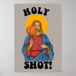 Poster Shot<br><div class="desc">Jesus Cristo Sagrado desenhado por Criativo mostra a representação de Jesus balanceando uma bola de basquete no dedo! Isso faz um presente excelente para a família, amigos ou um presente para você mesmo! Este gráfico engraçado é um excelente adicional ao estilo de qualquer um. Criativo é um criador líder e...</div>