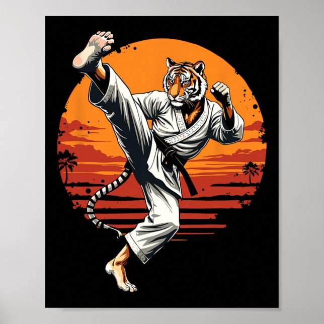 Poster Shotokan Karate Fighter Martial Arts Tiger Funny K (Frente)