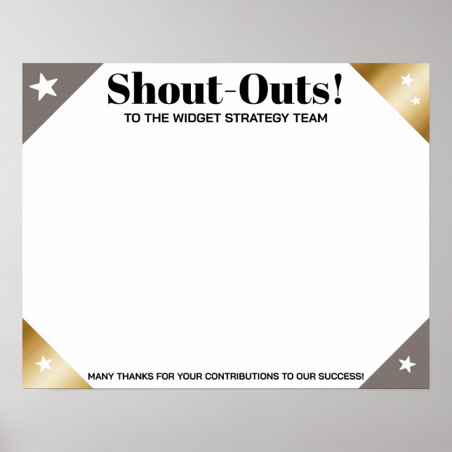 Poster Shout out board employee daily kudos post-its (Frente)