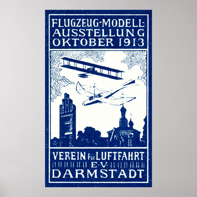 Pôster Show aéreo de Darmstadt 1913 (Frente)