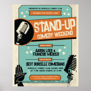 Poster Show de Comédia Stand Up Retro Vintage Grunge