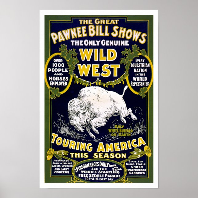Pôster Show do Velho Oeste, 1903. Publicidade Western Vin (Frente)