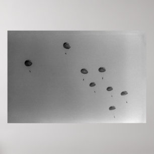 Poster Show Paraquedista Preto e Branco de 1968