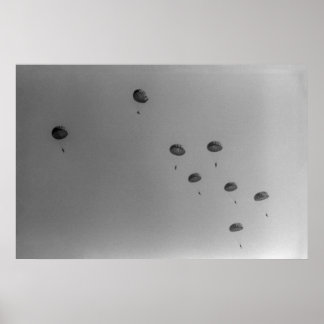 Poster Show Paraquedista Preto e Branco de 1968