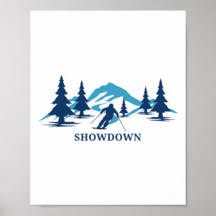 Poster Showdown Montana Estação de Esqui Esquiando Esquia