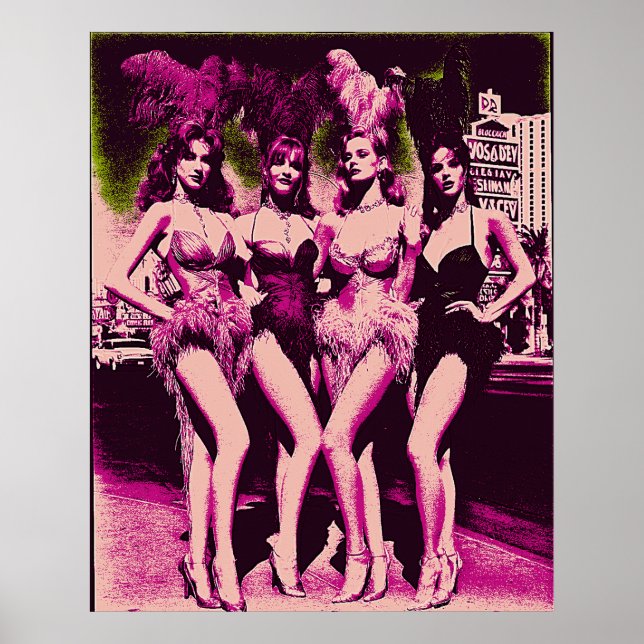 Poster Showgirl Baddies Pink and Green Risograph  (Frente)