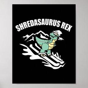 Poster Shredasaurus Rex Esqui Dinossauro Crianças Camiset
