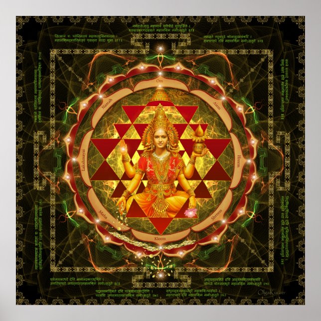 Poster Shri Yantra- Maha Lakshmi Ashtakam- Abundance (Frente)