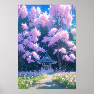 Poster Shrine Encantadora sob o Flor de Cereja