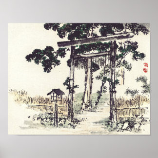 Poster Shrine gate por Kōno Bairei
