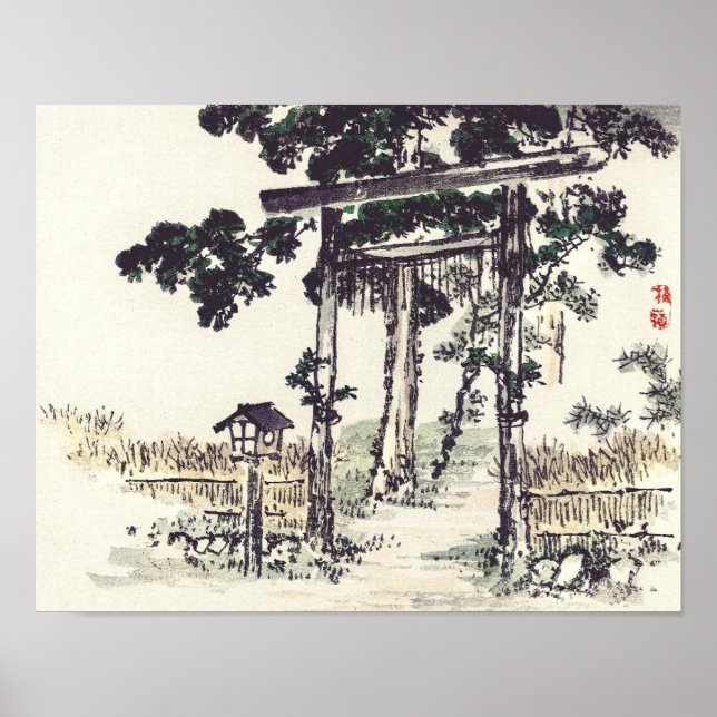 Poster Shrine gate por Kōno Bairei (Frente)