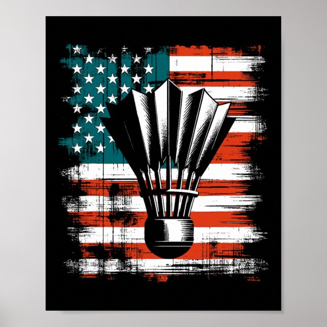 Poster Shuttle American Flag - Patriótico Eua Badminton L (Frente)