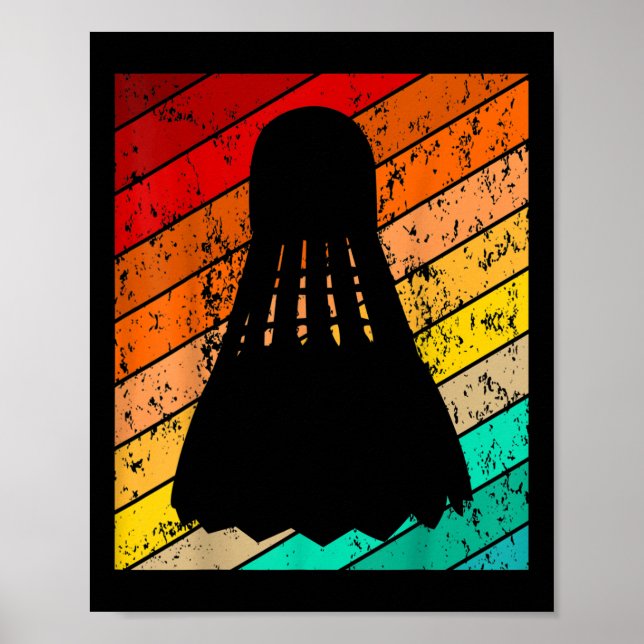 Poster Shuttle, Jogador De Bola De Badminton, Retro De Vi (Frente)