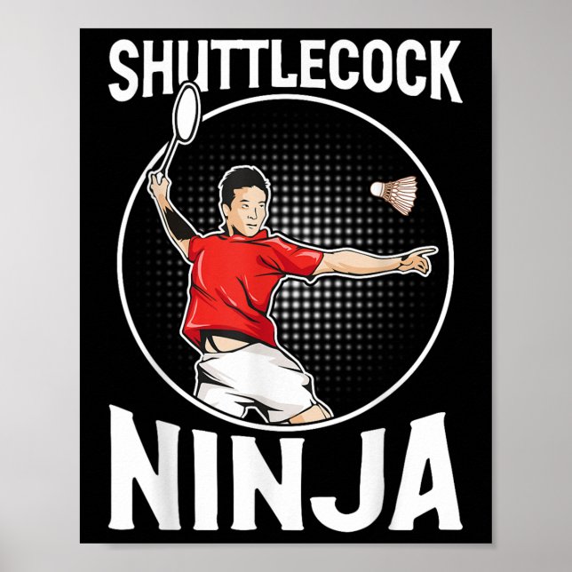 Poster Shuttle Ninja Funny Badminton Player (Frente)