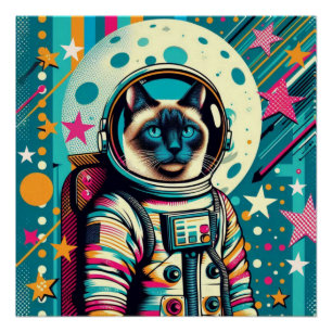 PÔSTER SIAMESE CAT-ASTRONAUT 2