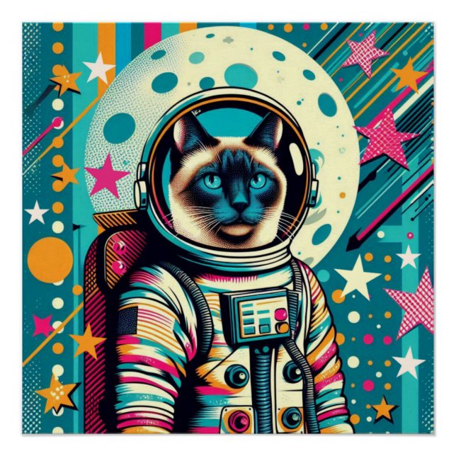 PÔSTER SIAMESE CAT-ASTRONAUT 2 (Frente)
