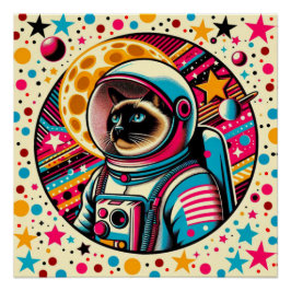 PÔSTER SIAMESE CAT-ASTRONAUT 3