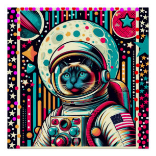 PÔSTER SIAMESE CAT-ASTRONAUT 5
