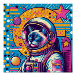 PÔSTER SIAMESE CAT-ASTRONAUT 6
