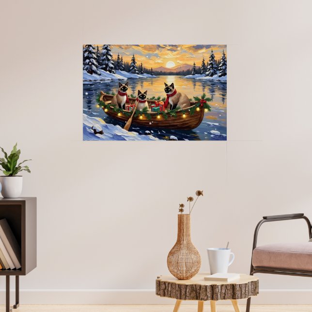 Poster Siamese Cat Christmas Boat Holiday (Sala de Estar 3)
