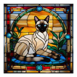 Pôster Siamese Cat StainGlass