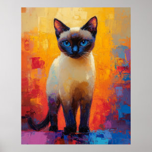Poster Siamese em Colorstorm - Impressionista Expressivo