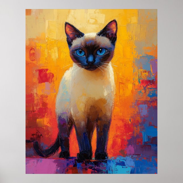Poster Siamese in Colorstorm - Expressive Impressionist C (Frente)