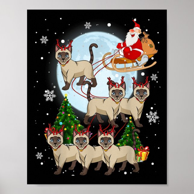 Poster Siamese Reindeer Christmas Siamese Cat Lover Men W (Frente)
